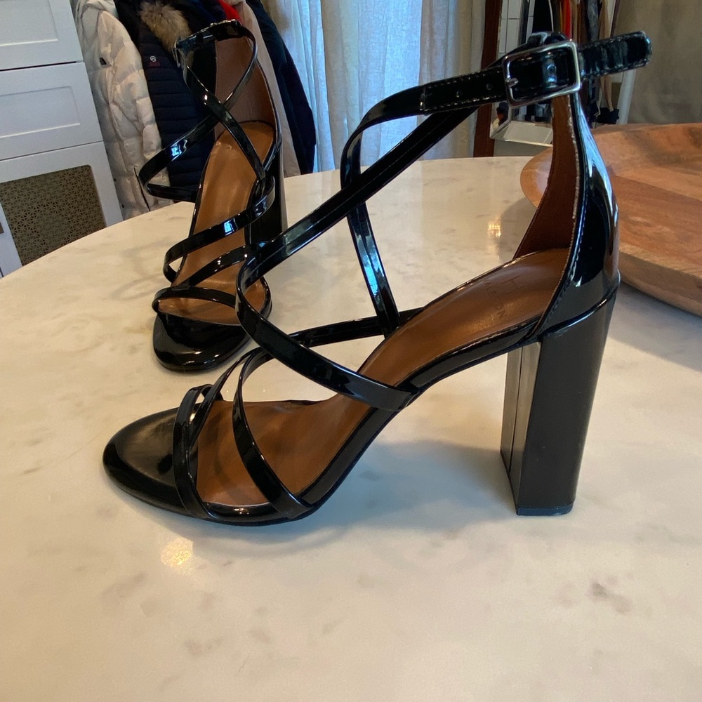 Halston Patent Leather Strappy Heels - Picture 1 of 4